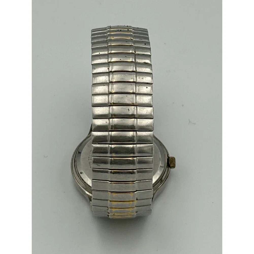 Gruen men's watch GU1022 Blue Face Stainless Steel And Gold Stretch Band Read